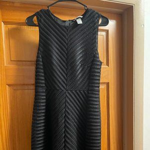 H&M Women's Black A-Line Mini Dress with Gold Zipper, Size 10
